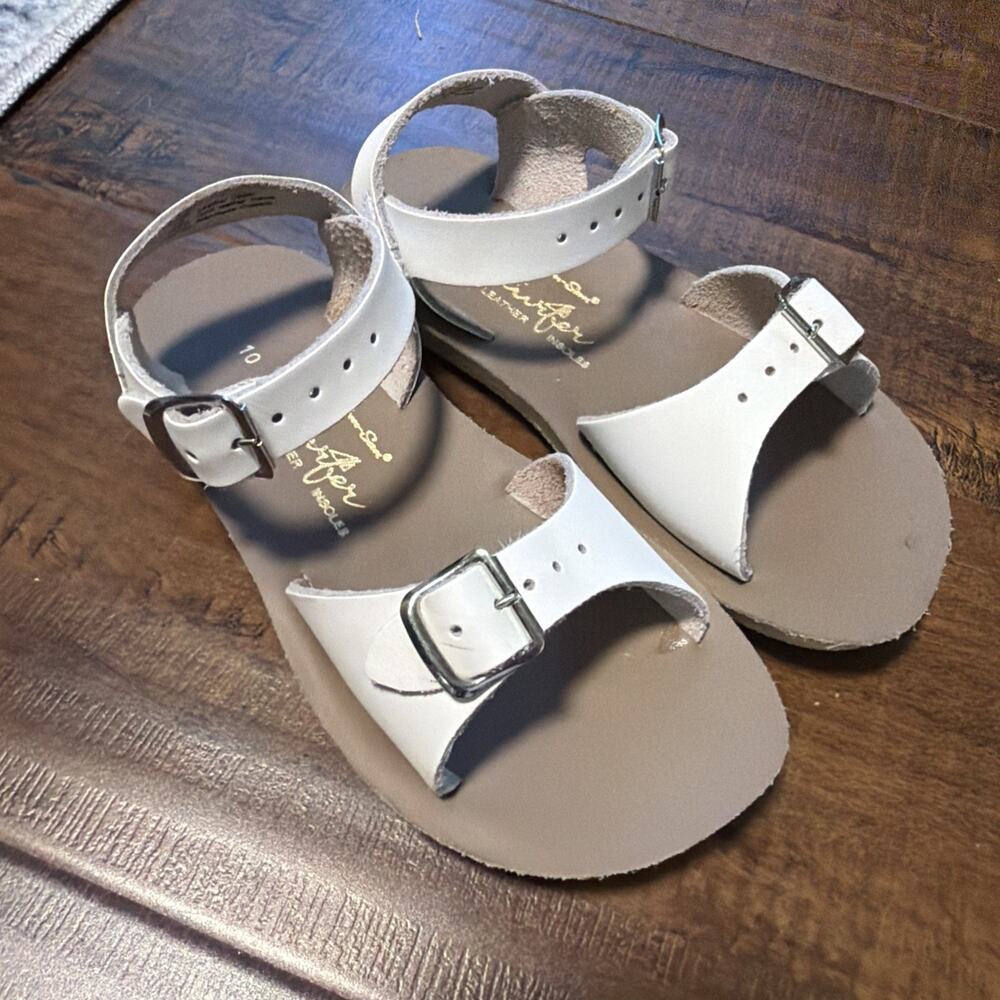 White Sun San Surfer Split Leather Sandal Girls Size 10